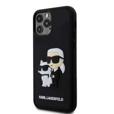 Karl Lagerfeld  3D Rubber Karl and Choupette Zadní Kryt pro iPhone 12/12 Pro Black