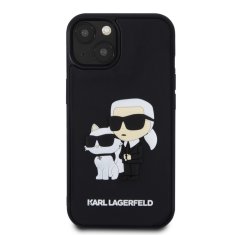 Karl Lagerfeld  3D Rubber Karl and Choupette Zadní Kryt pro iPhone 13 Black