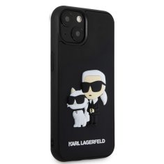 Karl Lagerfeld  3D Rubber Karl and Choupette Zadní Kryt pro iPhone 13 Black