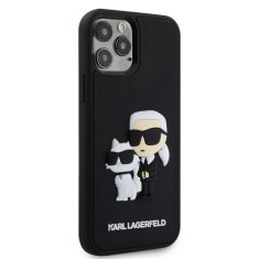 Karl Lagerfeld  3D Rubber Karl and Choupette Zadní Kryt pro iPhone 12/12 Pro Black