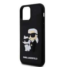 Karl Lagerfeld  3D Rubber Karl and Choupette Zadní Kryt pro iPhone 12/12 Pro Black