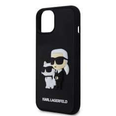 Karl Lagerfeld  3D Rubber Karl and Choupette Zadní Kryt pro iPhone 13 Black