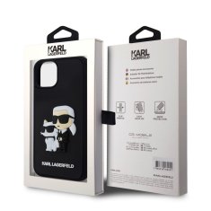 Karl Lagerfeld  3D Rubber Karl and Choupette Zadní Kryt pro iPhone 15 Black