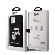 Karl Lagerfeld  3D Rubber Karl and Choupette Zadní Kryt pro iPhone 12/12 Pro Black