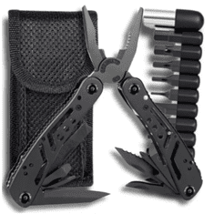 Camerazar Kompaktní multitool 24v1 s 11 bity, kleště, nůžky, pinzeta Kompaktní multitool 24v1 s kleštěmi a 11 bity