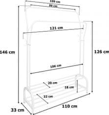 TZB Dvojitý stojan na oblečení LARY bílý
