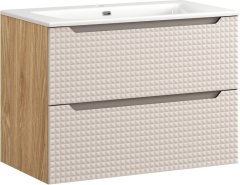 COMAD Závěsná skříňka Luxor Beige se zápustným umyvadlem 80 cm béžová/dub olejovaný