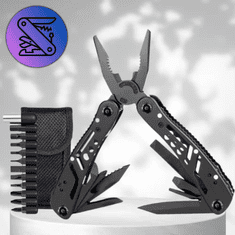 Camerazar Kompaktní multitool 24v1 s 11 bity, kleště, nůžky, pinzeta Kompaktní multitool 24v1 s kleštěmi a 11 bity