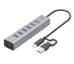 I-TEC USB-C nabíjecí HUB Metal/ 7 portů/ USB-A 3.2 Gen 1/ kovový