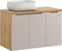 COMAD Koupelnová skříňka Ocean Beige s deskou a umyvadlem 90 cm béžová/dub olejovaný