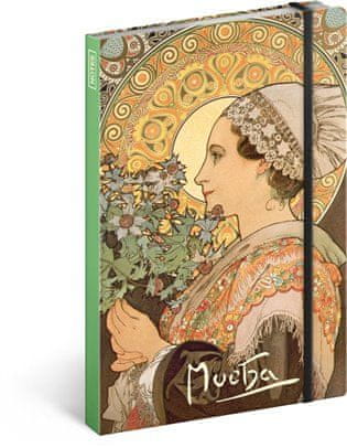 Notique Notes Alfons Mucha – Bodlák, linkovaný, 13 x 21 cm