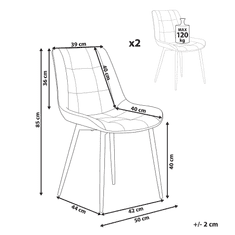 Beliani Sada 2 sametových jídelních židlí šedá MELROSE
