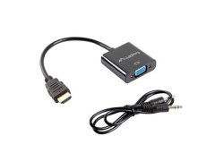 Lanberg adaptér HDMI (M) na VGA (F) + Minijack 3.5mm (F) kabel 20cm