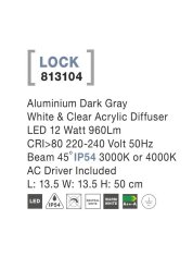 Nova Luce NOVA LUCE venkovní sloupkové svítidlo LOCK hliník tmavě šedá bílý a čirý akrylový difuzor LED 12W 220-240V 45st. IP54 3000K nebo 4000K 813104