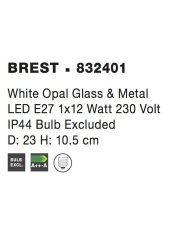 Nova Luce NOVA LUCE stropní svítidlo BREST stropní svítidlo bílé opálové sklo a kov E27 2x12W 832401