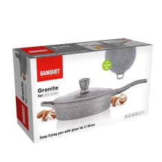 BANQUET Pánev hluboká s nepřílnavým povrchem a stříkaným dnem GRANITE 28 cm, poklice