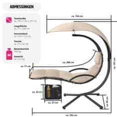 tectake Zahradní lehátko/houpačka Elaria se sluneční stříškou a boční kapsou