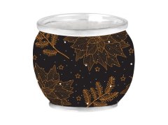 Emocio Sklo Dekor 70x62 mm Golden Leaves (Clean Cotton), vonná svíčka