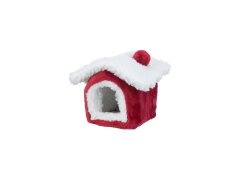 Trixie Xmas Cuddly CAVE - plyšový domek pro osmáka 23 x 18 x 24 cm, červená/bílá