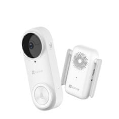 EZVIZ chytrý zvonek s kamerou DB2 3K (5MP)/ Wi-Fi/ videotelefon/ bezdrátový zvonek/ rozlišení 2544x1888/ IP65/ bílý