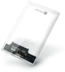 Connect IT ToolFree Clear externí box pro HDD 2,5" SATA, USB 3.0, TRANSPARENTNÍ