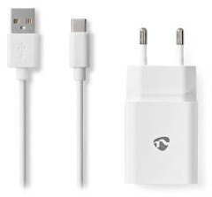 Nedis síťová nabíječka/ USB-C/ 2.4 A/ 5.0 VDC/ rychlé nabíjení/ bílá/ kabel 1m