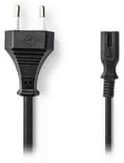 Nedis napájecí kabel 230V pro adaptéry/ přípojný/ Euro zástrčka/ konektor IEC-320-C7/ dvoulinka/ černý/ bulk/ 3m