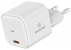 SWISSTEN Síťový Adaptér GaN 1x USB-C 45W PD Bilý