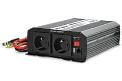 Nedis měnič napětí/ modifikovaná sinusoida/ 24 V DC/230 V AC 50 Hz/ 1000 W (2000 W špička)/ USB-A/ 2x zásuvka type E