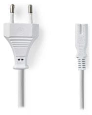 Nedis napájecí kabel 230V pro adaptéry/ přípojný/ Euro zástrčka/ konektor IEC-320-C7/ dvoulinka/ bílý/ bulk/ 2m