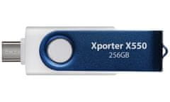 PATRIOT Xporter X550 256GB / USB Typ-A + USB Typ-C / USB 3.2 Gen 1 / bílo-modrá