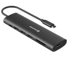 Swissten usb-c hub 7-in-1 (usb-c 100w, hdmi 4k, 1x usb-a 3.0, 2x usb-a 2.0, sd, micro sd) aluminium