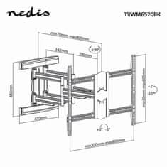 Nedis nástěnný TV držák/ 43 - 100"/ nosnost 70 kg/ polohovatelný/ ocel/ černý