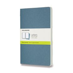 Moleskine Sešity Cahier L, čistý, 3 ks, tm. tyrkysové