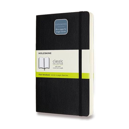 Zápisník Moleskine Expanded - měkké desky L, čistý, černý