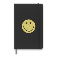 Zápisník Moleskine 2023 SMILEY, tvrdé desky L, linkovaný, černý