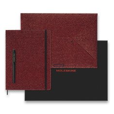 Sada Moleskine UNI Holiday Shine Red - diář, plnicí pero XL, linkovaný, dárková sada