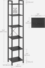 Songmics Knihovna Vasagle Delive 187,5 cm černá