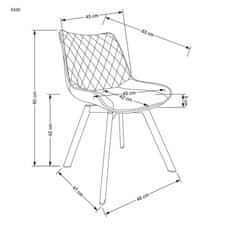 Halmar Moderní jídelní židle K520 nohy - černá, sedák - hořčicová (1p=2szt)