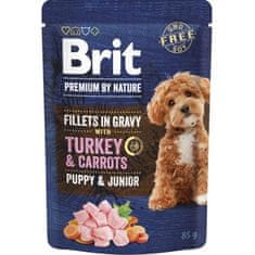 Brit Premium by Nature Dog kaps. Puppy&Junior Fillets in Gravy with Turkey&Carrots 85g