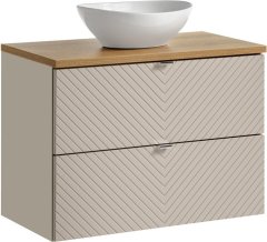 COMAD Závěsná skříňka Viva Cashmere s deskou a umyvadlem 80 cm kašmír/dub evoke