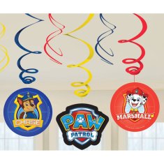 Amscan 6 vířivých dekorací, závěsných Paw Patrol 2018 fólie / papír 61 cm