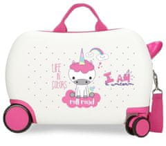 JOUMMABAGS Dětský kufřík na kolečkách Roll Road I am Unicorn white ABS plast, 45 cm