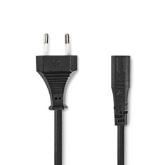 Nedis kroucený kabel zástrčka EURO - IEC320 C1, černá, 2 m (CEGL11062BK20)