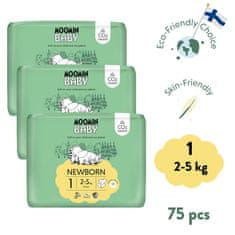 Moomin Baby měsíční balení eko plen 1 Newborn 2–5 kg, 75 ks