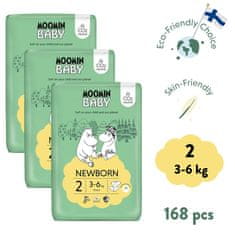 Moomin Baby měsíční balení eko plen 2 Newborn 3–6 kg, 168 ks