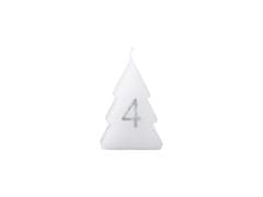 Stromek advent 4 ks 52x80 mm stříbrná čísla, bílá svíčka