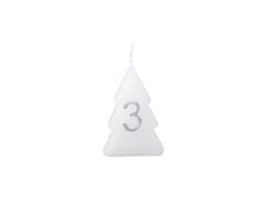 Stromek advent 4 ks 52x80 mm stříbrná čísla, bílá svíčka