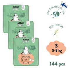 Moomin Baby měsíční balení eko plen 3 Midi 5–8 kg, 144 ks