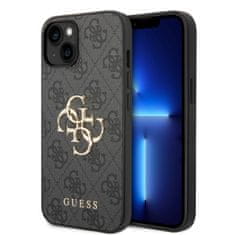 Guess  PU 4G Metal Logo Zadní Kryt pro iPhone 15 Grey